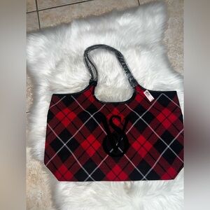 Plaid Red and Black Tote Bag